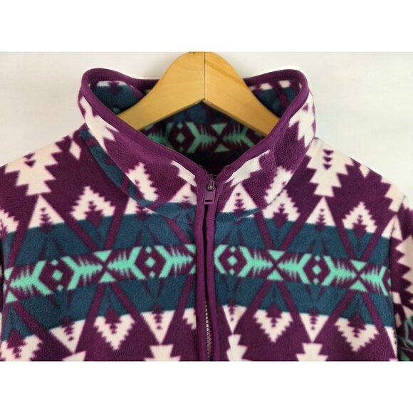 Wrangler Womens Sweatshirt Size Medium Purple Southwestern Aztec 1/4 Zip Fleece - Picture 11 of 13